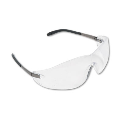 Blackjack Wraparound Safety Glasses, Chrome Plastic Frame, Clear Lens CRWS2110