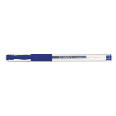 Comfort Grip Gel Pen, Stick, Medium 0.7 mm, Blue Ink, Clear/Blue Barrel, Dozen