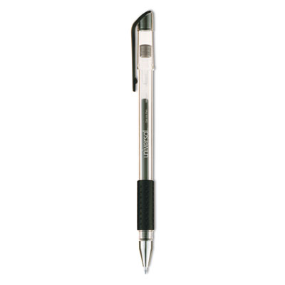 Comfort Grip Gel Pen, Stick, Medium 0.7 mm, Black Ink, Clear Barrel, Dozen UNV39510