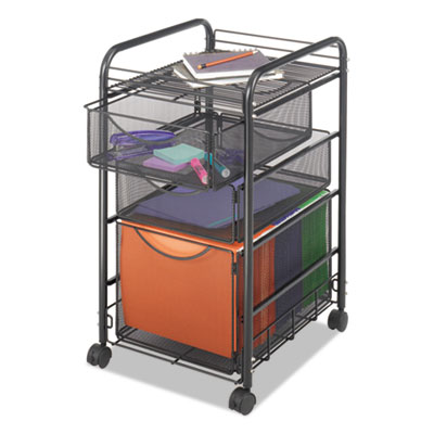 Safco® Onyx(TM) Mesh Mobile File with Two Supply Drawers