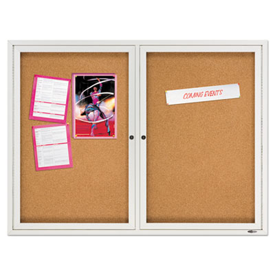 Enclosed Outdoors Bulletin Board with Two Doors, 48