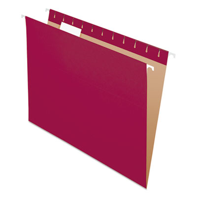 Colored Hanging Folders, Letter Size, 1/5-Cut Tabs, Burgundy, 25/Box PFX81613