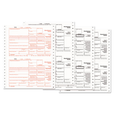 1099-MISC Tax Forms, Four-Part Carbonless, 8.5 x 5.5, 2/Page, (600) 1099s and (10) 1096s TOPB2299