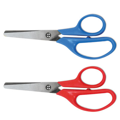 for Kids Scissors, Pointed Tip, 5 inch Long, 1.75 inch Cut Length, Randomly Assorted Straight Handles | Bundle of 5 Each