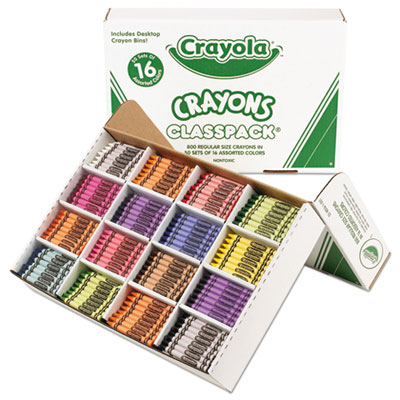 Classpack Regular Crayons, 16 Colors, 800/BX CYO528016