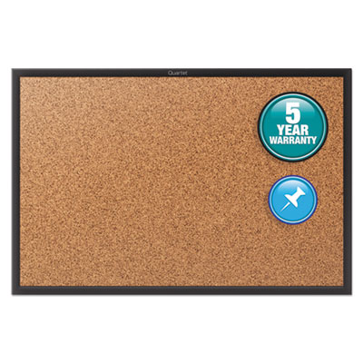 Classic Series Cork Bulletin Board, 48x36, Black Aluminum Frame QRT2304B