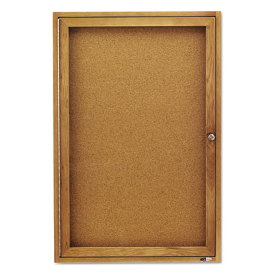 Enclosed Indoor Cork Bulletin Board with One Hinged Door, 24