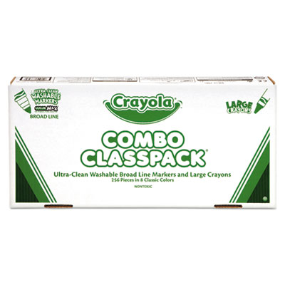 Crayon and Ultra-Clean Washable Marker Classpack, 8 Colors, 128 Each Crayons/Markers, 256/Box CYO523348