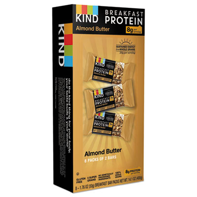 Breakfast Protein Bars, Almond Butter, 50 g Box, 8/Pack KND25953