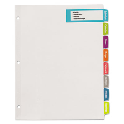 Big Tab Printable Large White Label Tab Dividers, 8-Tab, 11 x 8.5, White, 20 Sets