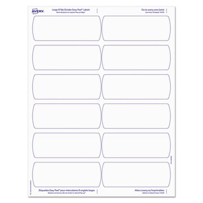 Big Tab Printable Large White Label Tab Dividers, 8-Tab, 11 x 8.5, White, 20 Sets
