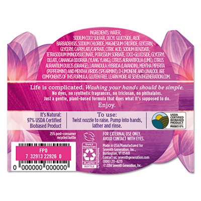 Natural Hand Wash, Lavender Flower and Mint Scent, 12 oz, 8/Carton