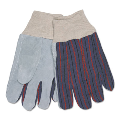 1040 Leather Palm Glove, Gray/White, Large, Dozen CRW1040