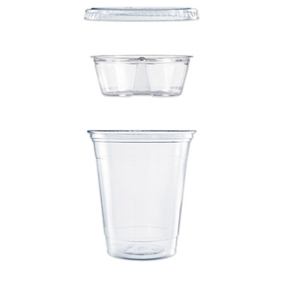 Clear PET Cups with Single Compartment Insert, 12 oz, Clear, 500/Carton DCCPF35C1CP