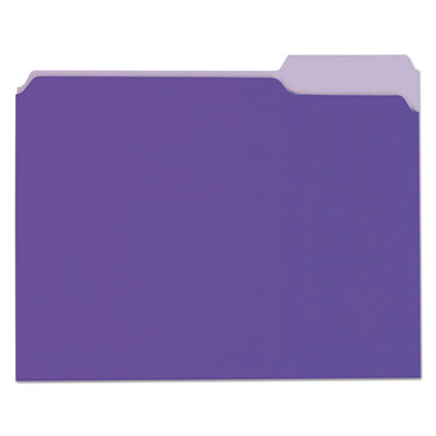Deluxe Colored Top Tab File Folders, 1/3-Cut Tabs: Assorted, Letter Size, Violet/Light Violet, 100/Box UNV10505