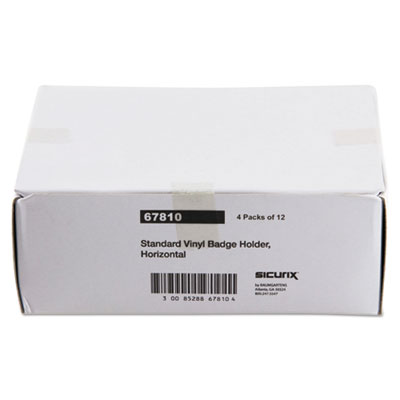 SICURIX Badge Holder, Horizontal, 2.13 x 3.38, Clear, 12/Pack