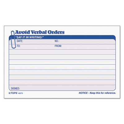 TOPS(TM) Avoid Verbal Orders Manifold Book