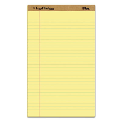 "The Legal Pad" Plus Ruled Perforated Pads with 40 pt. Back, Wide/Legal Rule, 50 Canary-Yellow 8.5 x 14 Sheets, Dozen TOP71572