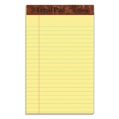 "The Legal Pad" Ruled Perforated Pads, Narrow Rule, 50 Canary-Yellow 5 x 8 Sheets, Dozen TOP7501