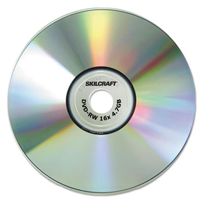 7045015155371, SKILCRAFT Branded Attribute Media Disks, DVD-RW, 4.7 GB, 4x, Jewel Case, Silver, 5/Pack NSN5155371