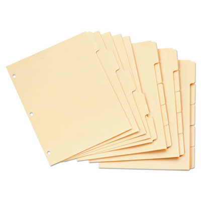 Write-On Tab Dividers, 5-Tab, 11 x 8.5, Manila, 20 Sets