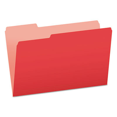 Colored File Folders, 1/3-Cut Tabs: Assorted, Legal Size, Red/Light Red, 100/Box PFX15313RED