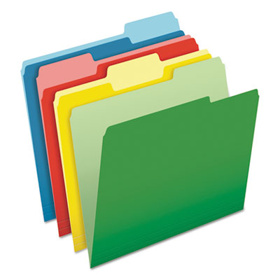 CutLess File Folders, 1/3-Cut Tabs: Assorted, Letter Size, Assorted Colors, 100/Box PFX48440