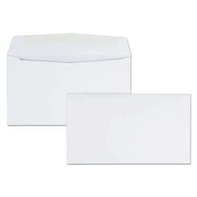 Business Envelope, #6 3/4, Commercial Flap, Side Seam, Gummed Closure, 24 lb Bond Weight Paper, 3.63 x 6.5, White, 500/Box QUA90070