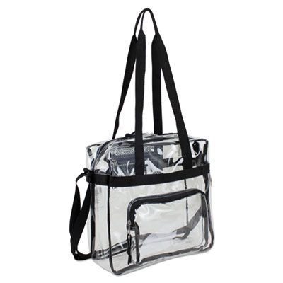 Clear Stadium Approved Tote, 12 x 5 x 12, Black/Clear EST498000BJBLK