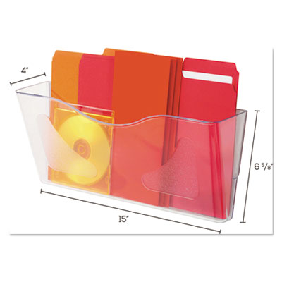 deflecto Euro-Style DocuPocket Landscape Wall File, Larger Files/Tabloid Size, 15" x 4" x 6.63", Clear (DEF63101) DEF63101