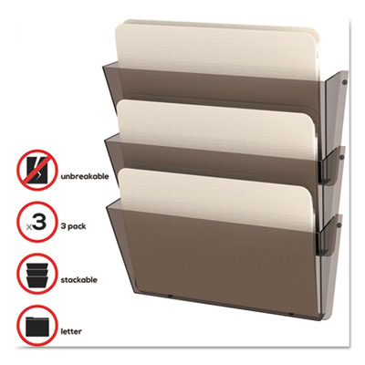 Unbreakable DocuPocket Wall File, 3 Sections, Letter Size, 14.5