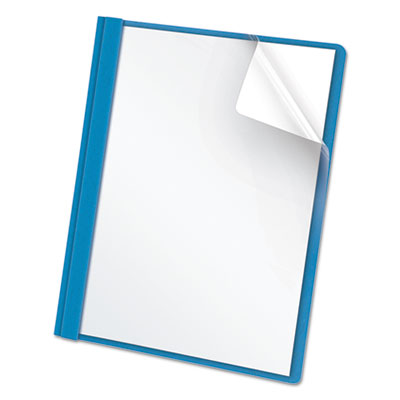 Clear Front Standard Grade Report Cover, Three-Prong Fastener, 0.5" Capacity, 8.5 x 11, Clear/Light Blue, 25/Box OXF55801