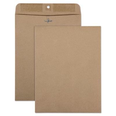 Recycled Brown Kraft Clasp Envelope, #90, Square Flap, Clasp/Gummed Closure, 9 x 12, Brown Kraft, 100/Box QUA38711