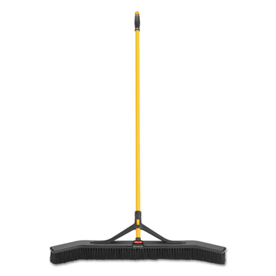 Rubbermaid Commercial Maximizer Push-To-Center Broom, Poly Bristles, 36 X 58.13, Steel Handle, Yellow/black (RCP2018728) RCP2018728