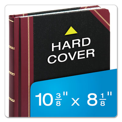 Extra-Durable Bound Book, Single-Page Record-Rule Format, Black/Maroon/Gold Cover, 10.13 x 7.78 Sheets, 300 Sheets/Book