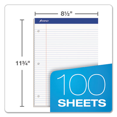 Double Sheet Pads, Medium/College Rule, 100 White 8.5 x 11.75 Sheets