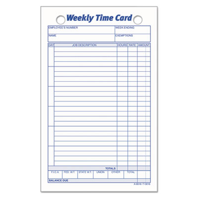 TOPS™ Weekly Employee Time Card
