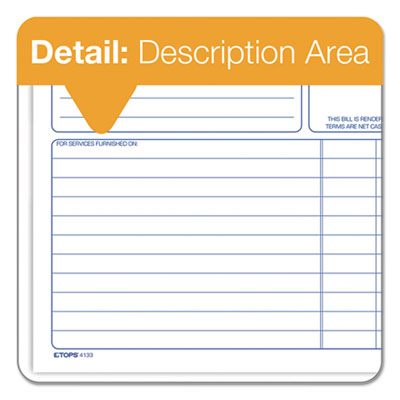 Bill for Services Rendered Book, Two-Part Carbonless, 8.5 x 7.75, 50 Forms Total
