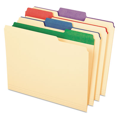 Color Tab File Folders, 1/3-Cut Tabs: Assorted, Letter Size, 0.75" Expansion, Manila, 50/Box PFX84101