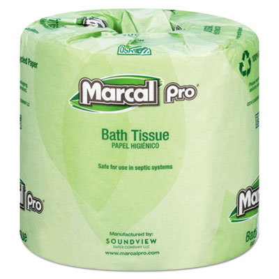 100% Recycled Bathroom Tissue, Septic Safe, 2-Ply, White, 240 Sheets/Roll, 48 Rolls/Carton MRC3001