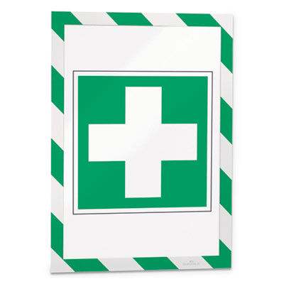 DURAFRAME Security Magnetic Sign Holder, 8.5 x 11, Green/White Frame, 2/Pack