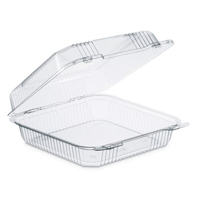 Dart StayLock Clear Hinged Lid Containers, 8.6 x 9 x 3, Clear, Plastic, 200/Carton (DCCPET55UT1) DCCPET55UT1