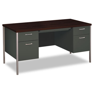 34000 Series Double Pedestal Desk, 60" x 30" x 29.5", Mahogany/Charcoal HON34962NS