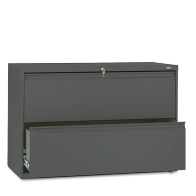 Brigade 800 Series Lateral File, 2 Legal/Letter-Size File Drawers, Charcoal, 42" x 18" x 28" HON892LS