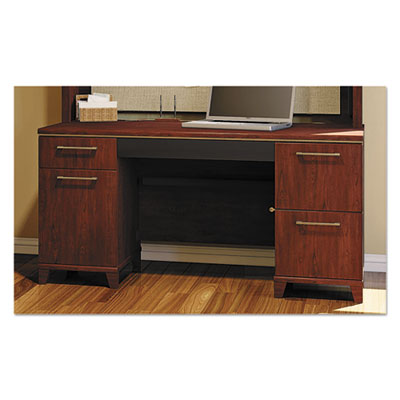Bush Enterprise Collection Double Pedestal Desk, 60" X 28.63" X 29.75", Harvest Cherry, (box 2 Of 2) (BSH2960CSA203) BSH2960CSA203