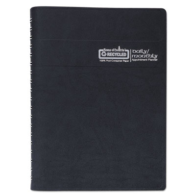 24/7 Recycled Daily Appointment Book/Monthly Planner, 10 x 7, Black Cover, 12-Month (Jan to Dec): 2025