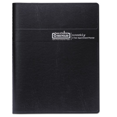 Recycled Professional Weekly Planner, 15-Minute Appts, 11 x 8.5, Black Wirebound Soft Cover, 24-Month: Jan 2025 to Dec 2026