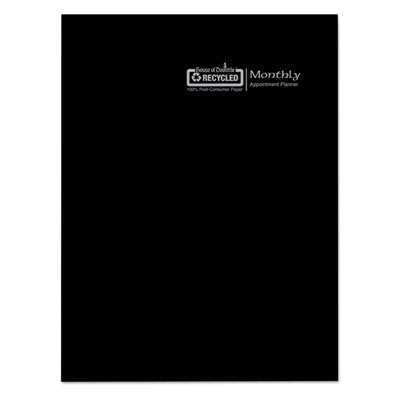 Recycled Ruled 14-Month Planner with Leatherette Cover, 10 x 7, Black Cover, 14-Month: Dec 2024 to Jan 2026