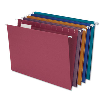Earthwise by Pendaflex EZ Slide 100% Recycled Colored Hanging File Folders, Letter Size, 1/5-Cut Tabs, Assorted Colors, 20/BX
