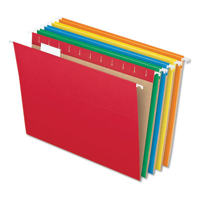 Colored Hanging Folders, Letter Size, 1/5-Cut Tabs, Five-Color Assortment, 25/Box